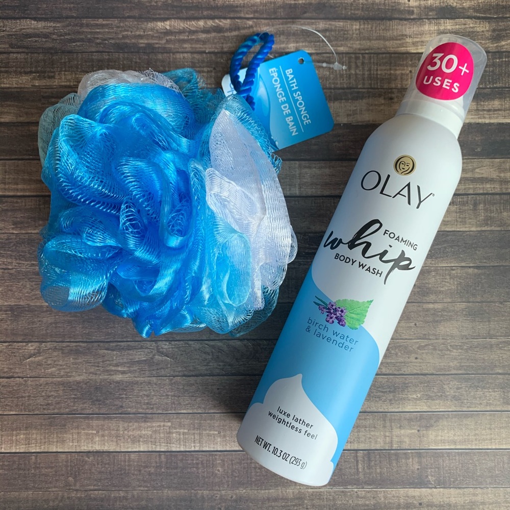 Olay Whip Body Wash  +  Loofah Bath Sponge